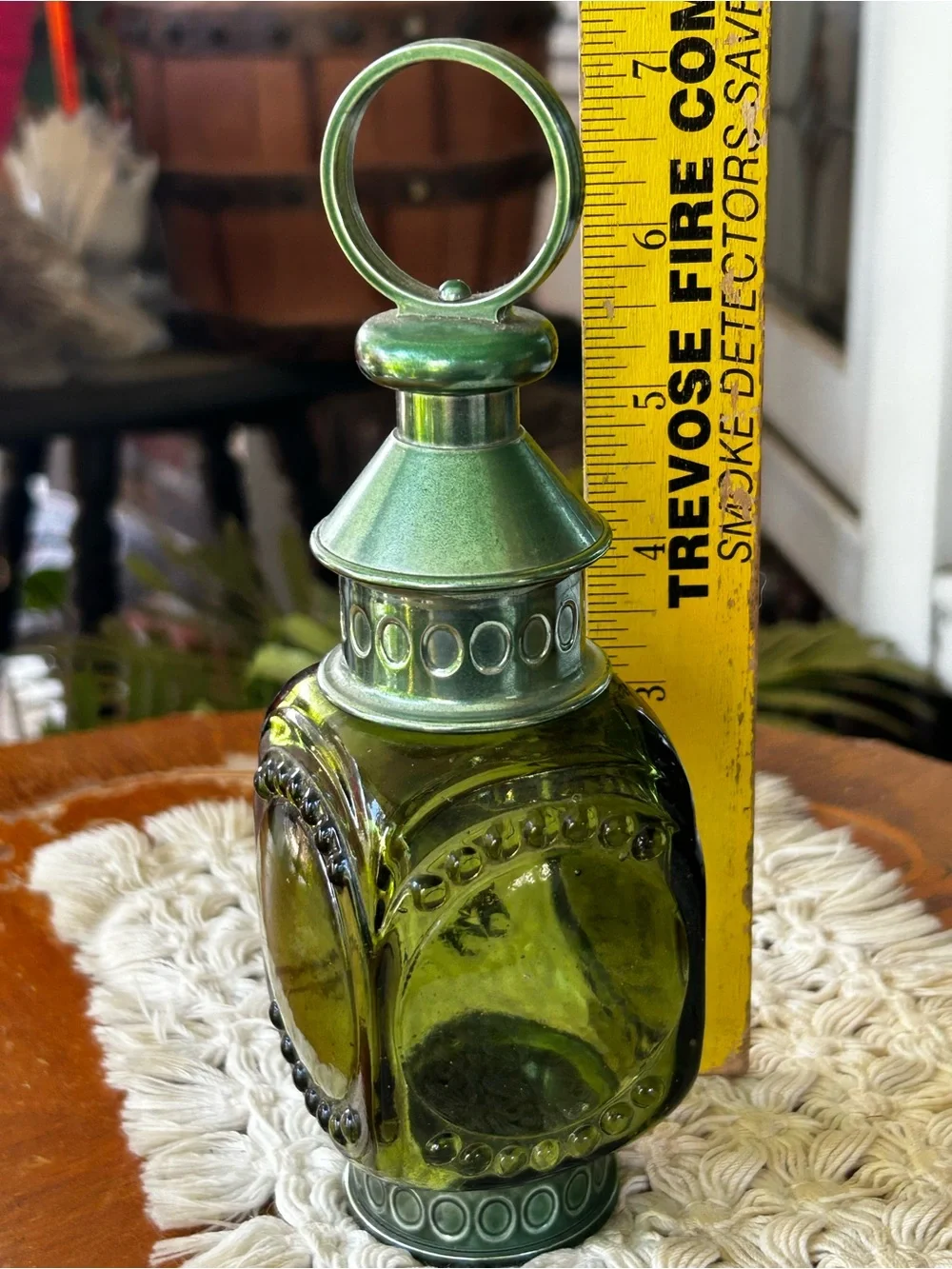 Vintage Avon Green Glass Whale Oil Lantern